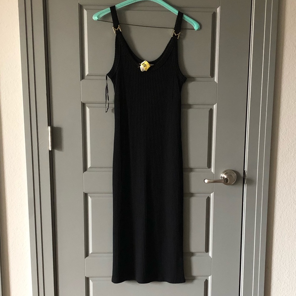 Michael Kors black ribbed body con dress